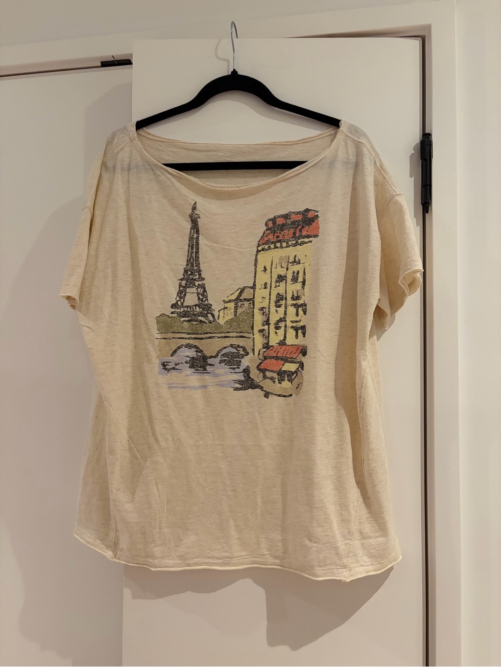 Oversized Aerie Cream Paris Graphic Tee